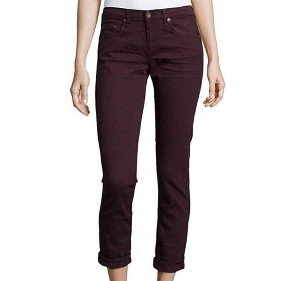 Rag & Bone The Dre Cuffed Ankle Skinny Jeans In Aged Wine 27 - Picture 1 of 7